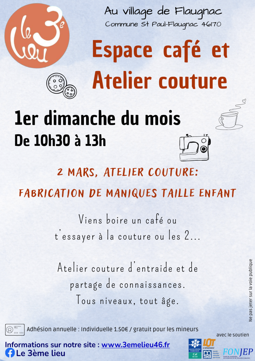 Espace café et atelier couture au 3ème Lieu